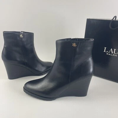 LAUREN Ralph Lauren Shaley размер 11B черная кожа женские ботинки ботинок Reg $175 - Изображение 1 из 4
