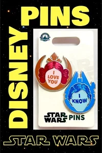 DISNEY STAR WARS PINS Han Solo, Prinzessin Leia, I Love You - I Know, Disney Pins - Bild 1 von 7