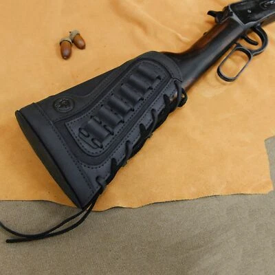 WAYNE' S DOG Classic Leather Rifle Shotgun Ammo Buttstock for .357.22LR 12GA .30/06 .270