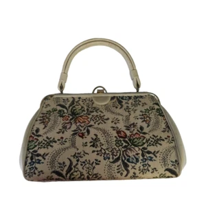 Dover Vintage Made In USA Carpet Bag Tapestry Floral Mary Poppins Weekender Snap - Picture 1 of 13