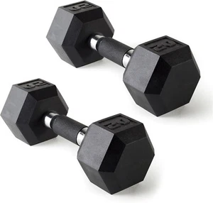 2x Dumbbells Pair Coated Rubber Dumbbell 3/5/8/10/12/15/20/25/30/35/40/45/50 LBS - Picture 1 of 54