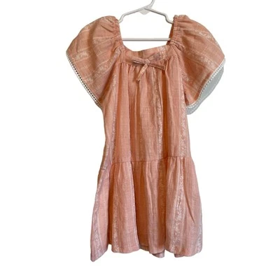 Jessica Simpson Melocotón Manga 3/4, Vestido Bohemio Algodón Niveles Talla 3T. Foto 1 de 4