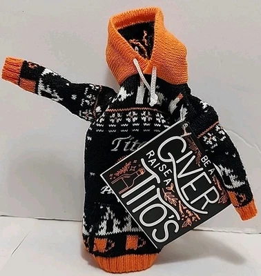 Tito’s  Hoodie Bottle Cover Christmas  Black Sweater Holiday Be A Giver NWT - Image 1 of 2