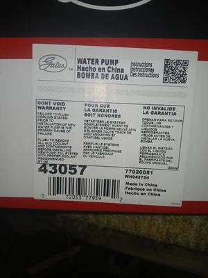 43057 Gates Water Pump for F350 Truck E150 Van E250 E350 F150 F250 Econoline - Image 1 of 4
