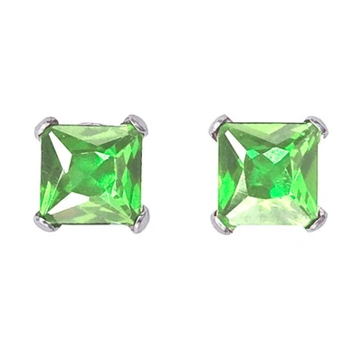 LXR 14k Weißgold Square Peridot Stecker Ohrringe 0.5 ct - Bild 1 von 2