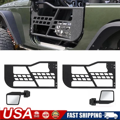 For 1997-2006 Jeep Wrangler TJ 2-Door Tube Half Doors W/ Side View Mirror 2 Pack — 第 1/4 张图片