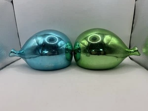 2 Vintage Rosenthal Netter irisierende Glas Ballonbänke grün & blau MCM Dekor - Bild 1 von 6