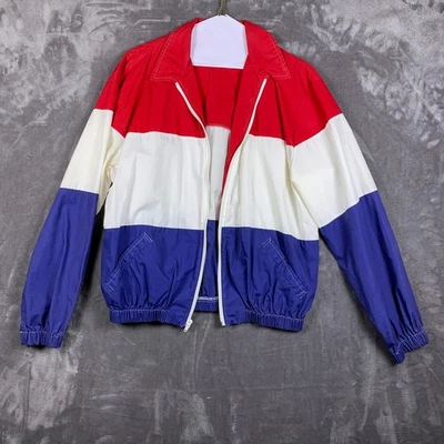 VINTAGE Mel Fox Co Red White Blue Light Windbreaker Sz.L (305) - Image 1 of 4
