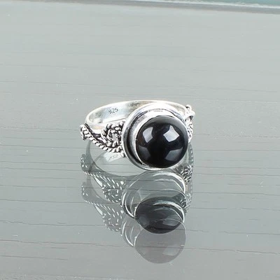 Black Tourmaline Gemstone 925 Sterling Silver Ring Handmade Jewelry Ring Gift - Image 1 of 3