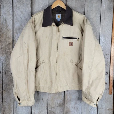 Chaqueta Carhartt De Colección Para Hombres 2XL Arenisca Detroit Manta Forrada Hecha en EE. UU. J97 Foto 1 de 4