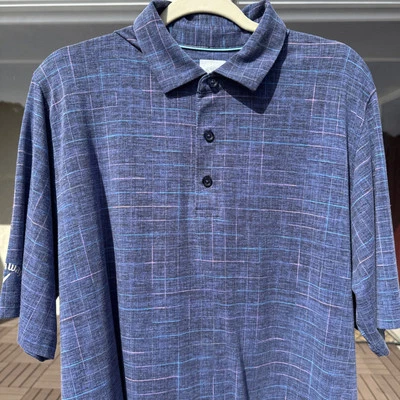 Polo de golf Callaway Opti Dri para hombre grande Swing Tech Drirelease azul rosa a cuadros UPF Foto 1 de 4
