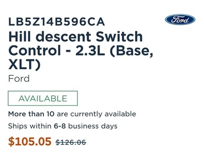 Nuevo interruptor de control modo consola Ford Explorer 2020-2023 OEM LB5Z-14B596-CA Foto 1 de 4