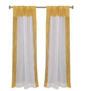 White with Golden Rod Pocket Sheer Tissue Curtain / Drape / Panel-84"-Piece - Picture 1 of 3