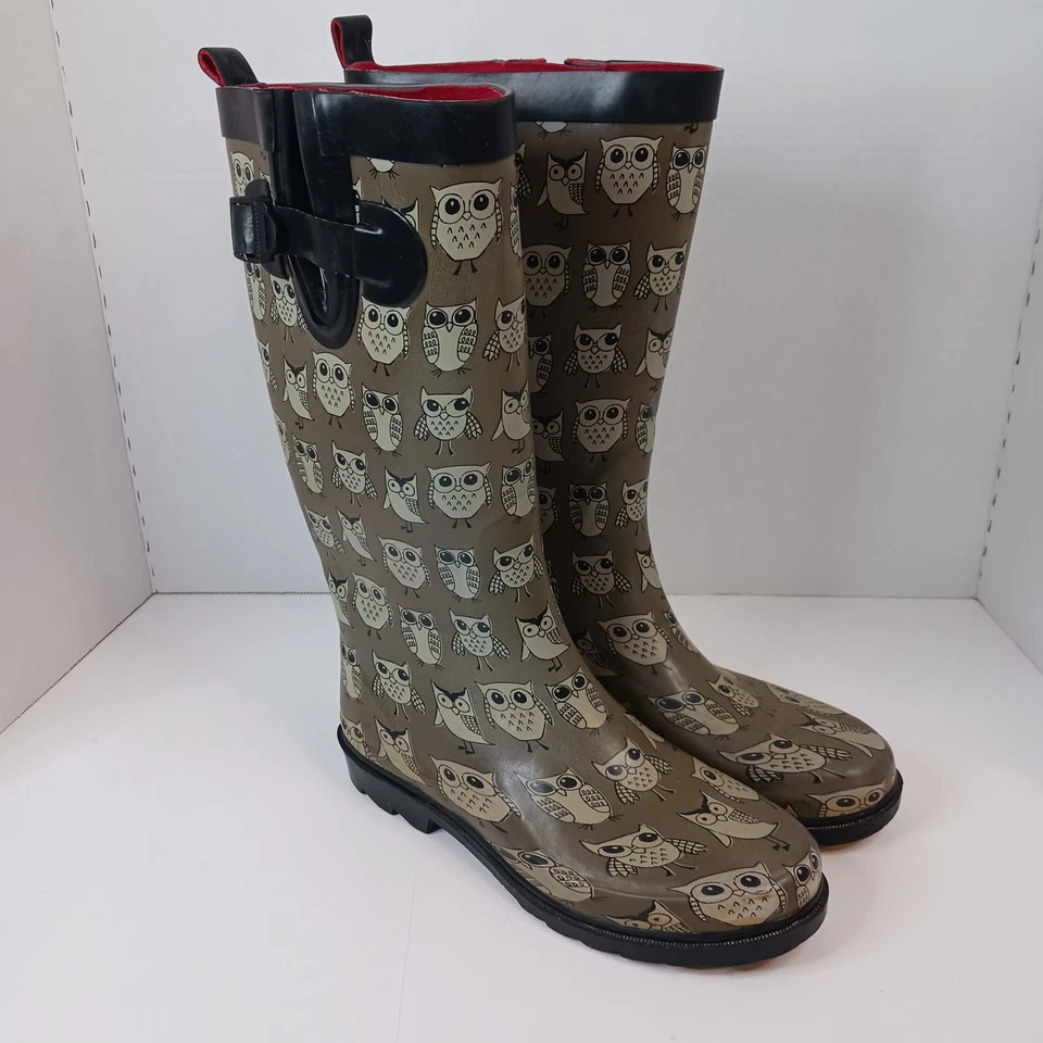 Botas de Lluvia Capelli Mujer Talla 8 Verde Búho Estampado Pájaro Foto 1 de 4