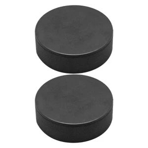 2 Pcs Black Hockey Game Training Pucks Multifunction Accessories - Picture 1 of 12