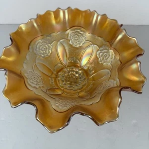 Ciotola rosa doppio stelo vetro carnevale calendula Dugan vintage - Foto 1 di 13