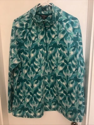 Top polar con cremallera 1/4 verde y blanco Eddie Bauer para mujer talla XL Foto 1 de 3