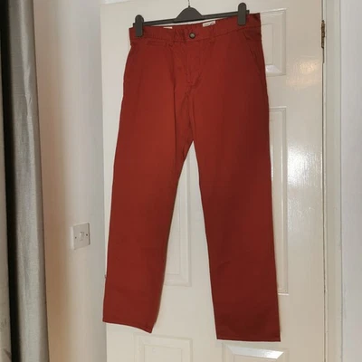 Pantalones chinos Next de pierna recta para hombre W34 R rojo terracota 100 % algodón Foto 1 de 4
