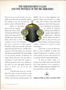 1987 MERCEDES BENZ S-CLASS German Automobile Vintage Magazine Print Advertising - Picture 1 of 1