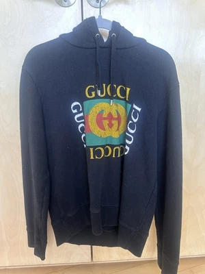 Gucci Oversized Black Distressed Logo Hoodie - Image 1 of 4