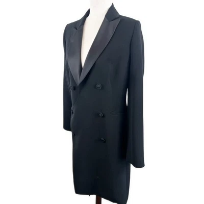 Новый Anne Klein черный блейзер смокинг платье двубортный атласный лацкан размер 8 $179 - Изображение 1 из 4