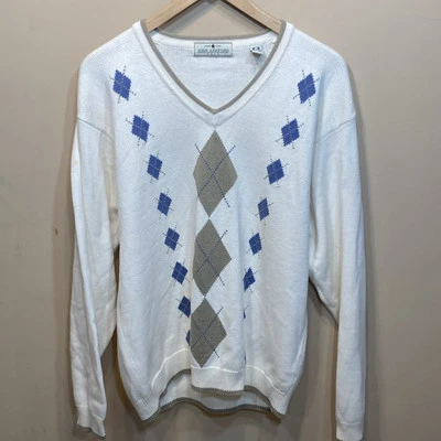 Suéter Argyle De Colección John Ashford Golf Para Hombres L 100% Algodón Hecho en Australia B9 Foto 1 de 4