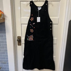NWT Vtg Corduroy Dress Size L Appliq Embroidered Casey Coleman Jumper Christmas - Picture 1 of 4