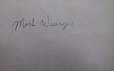 Mark Wasinger Padres Giants Autographed 3x5 Signed Index Card JSA 17D - Image 1 of 4