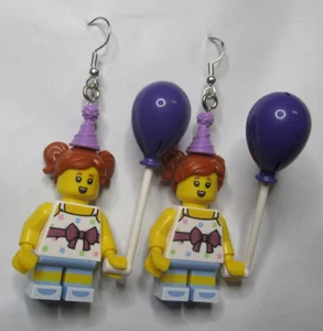 LEGO Minifigure Loop Earrings - Birthday Girl - (2 Pieces) - Picture 1 of 3