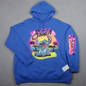 Disney Lilo & Stitch Hoodie Mens XXL 2XL Blue Airbrush Graphic Sweatshirt NWT - Picture 1 of 12