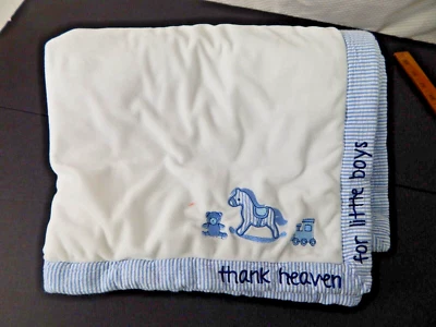 Manta bebé Crown Ivy azul gracias al cielo niños pequeños rayas blanca 28x36 Foto 1 de 4