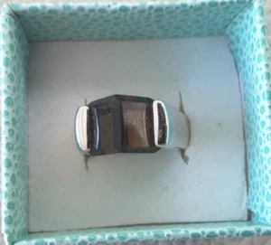Pierre Lang Ring Gr. 8 silber rhodiniert RH eckiger Zirkonia in Braun - Bild 1 von 2