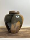 Vintage MCM Robert Maxwell Pottery Craft Drip Glaze Art Vase W/Lid 8.5? Tall