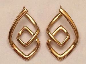 Bold Geometric Design Drop Earrings, 14K Yellow Gold - Picture 1 of 7