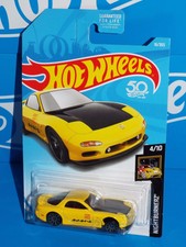 Hot Wheels 2018 Nightburnerz Series #16 '95 Mazda Rx-7 Yellow w/ Trim Defect