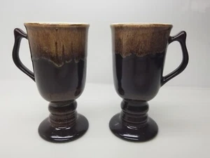Vintage Hall Pedestal Irish Coffee Mugs with Brown Drip #1273 *Rare* - Picture 1 of 4