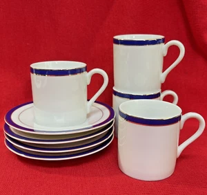 Japan Demitasse Expresso Set of FOUR RH Macy 1994 Royal Gallery Blue Gold White - Picture 1 of 7