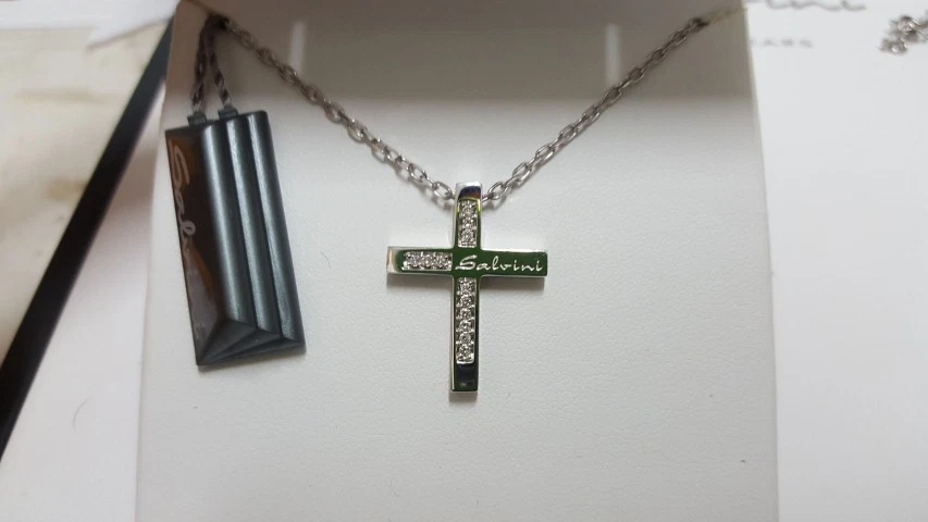 Collana Salvini Argento Croce Diamanti ct 0,12 Catena Argento 925 necklace - Immagine 1 di 1