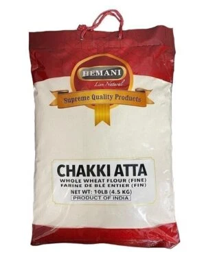 Hemani Chakki Atta 100% Stone Ground Fine Whole Wheat Flour 10LBS, Roti, Chapati