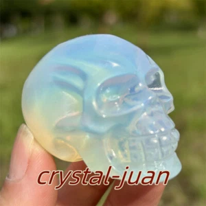 2" Opalite Skull Hand Carved Quartz Crystal Skull Reiki Heal 1PC - Picture 1 of 22