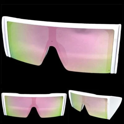 GAFAS DE SOL de gran tamaño exageradas retro modernas con escudo X-grande marco blanco grueso Foto 1 de 4