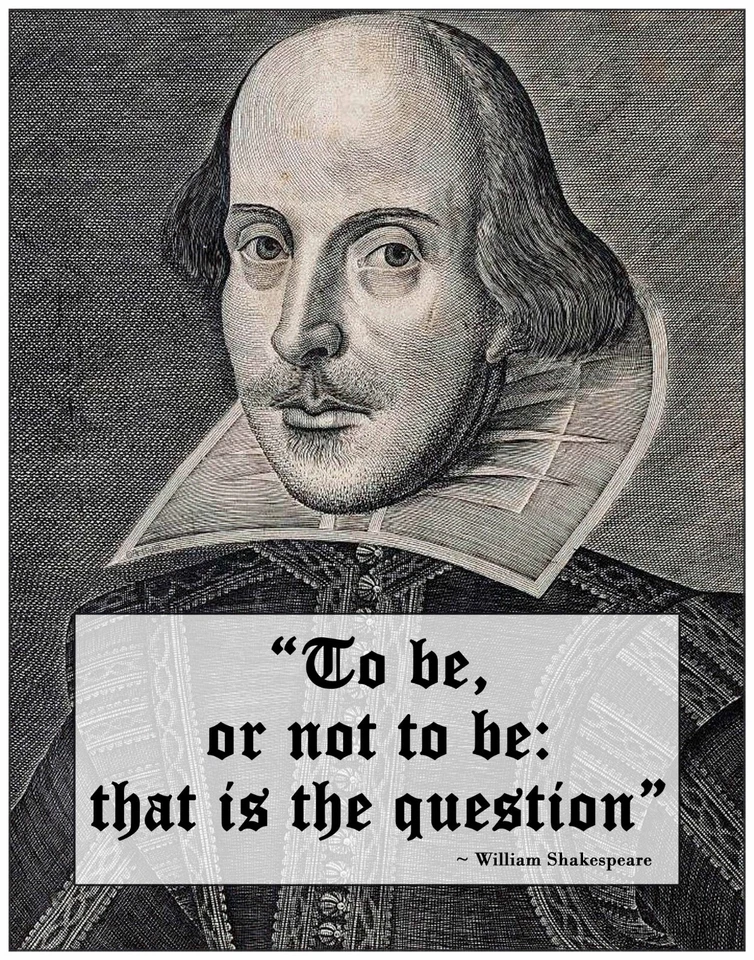 SHAKESPEARE Art Print w/ Famous Quote: TO BE OR NOT TO BE - Theater Acting Plays - Image 1 of 1