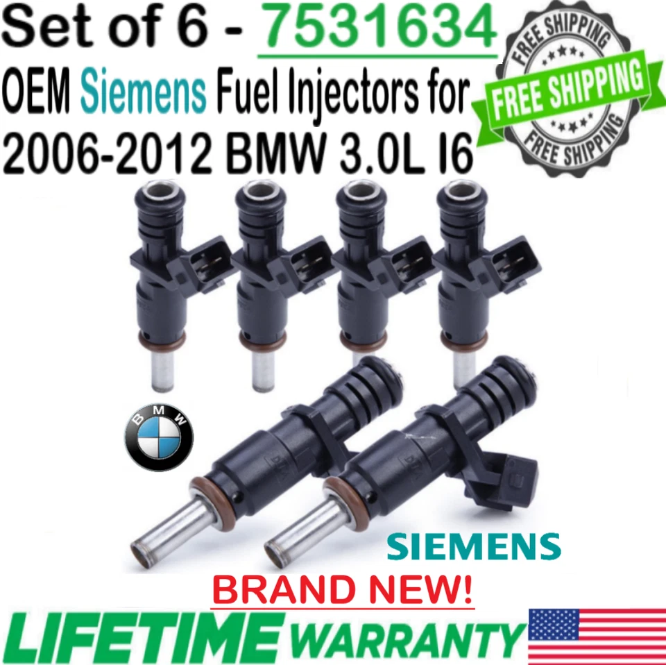 NOVO EM FOLHA Genuíno Siemens 6Pçs Injetores de Combustível para 2009 BMW 528i xDrive 3.0L I6 - Imagem 1 de 4