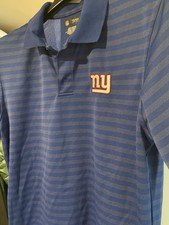 Majestic Cool Base Polo Shirt Mens 2Xl Xxl Blue New York Giants Logo Hi Low Hem