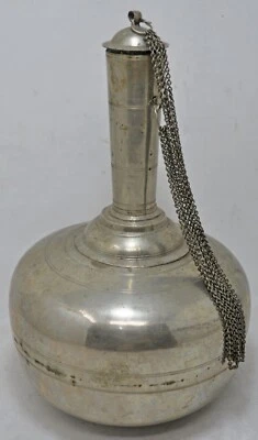 Antigua olla de botella de agua de latón original antigua hecha a mano recubierta de níquel Foto 1 de 4