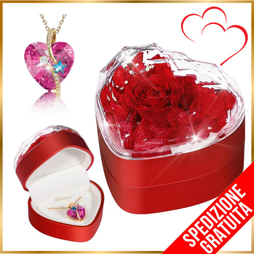 Regali San Valentino collana con ciondolo rosa per donne fidanzate mogli madri