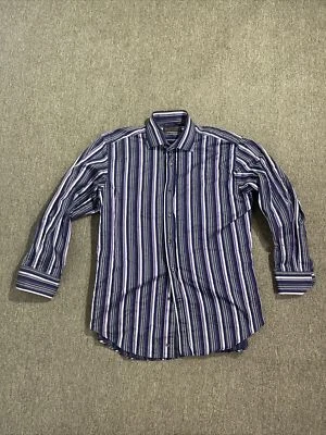 Etro Milano Italy Size 41 Men’s Long Sleeve Button Up Purple Striped Shirt - Image 1 of 4