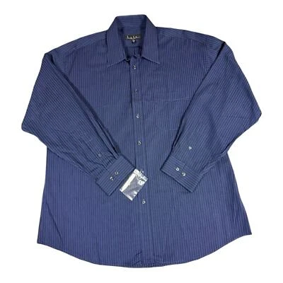 Мужская рубашка Nicole Miller New York с длинным рукавом в полоску синяя 17 1/2 XL - Изображение 1 из 4