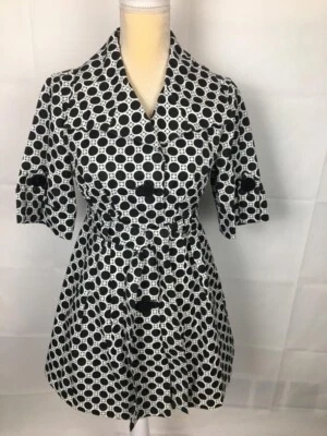 Ambition Black & White Belted Big Button Designed Short Sleeves Jacket Sz PS Foto 1 de 4