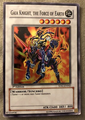 1996 Yu-Gi-Oh! Gaia Knight, The Force of Earth 1st Edition 5DS1-EN042 Low-Grade - Image 1 of 2